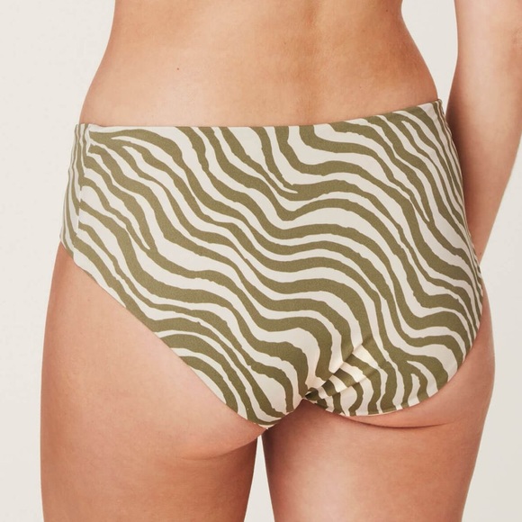Andie Swim Stripe Olive Green Zebra Animal Print Hipster Bikini Bottom Swimsuit - Picture 5 of 11